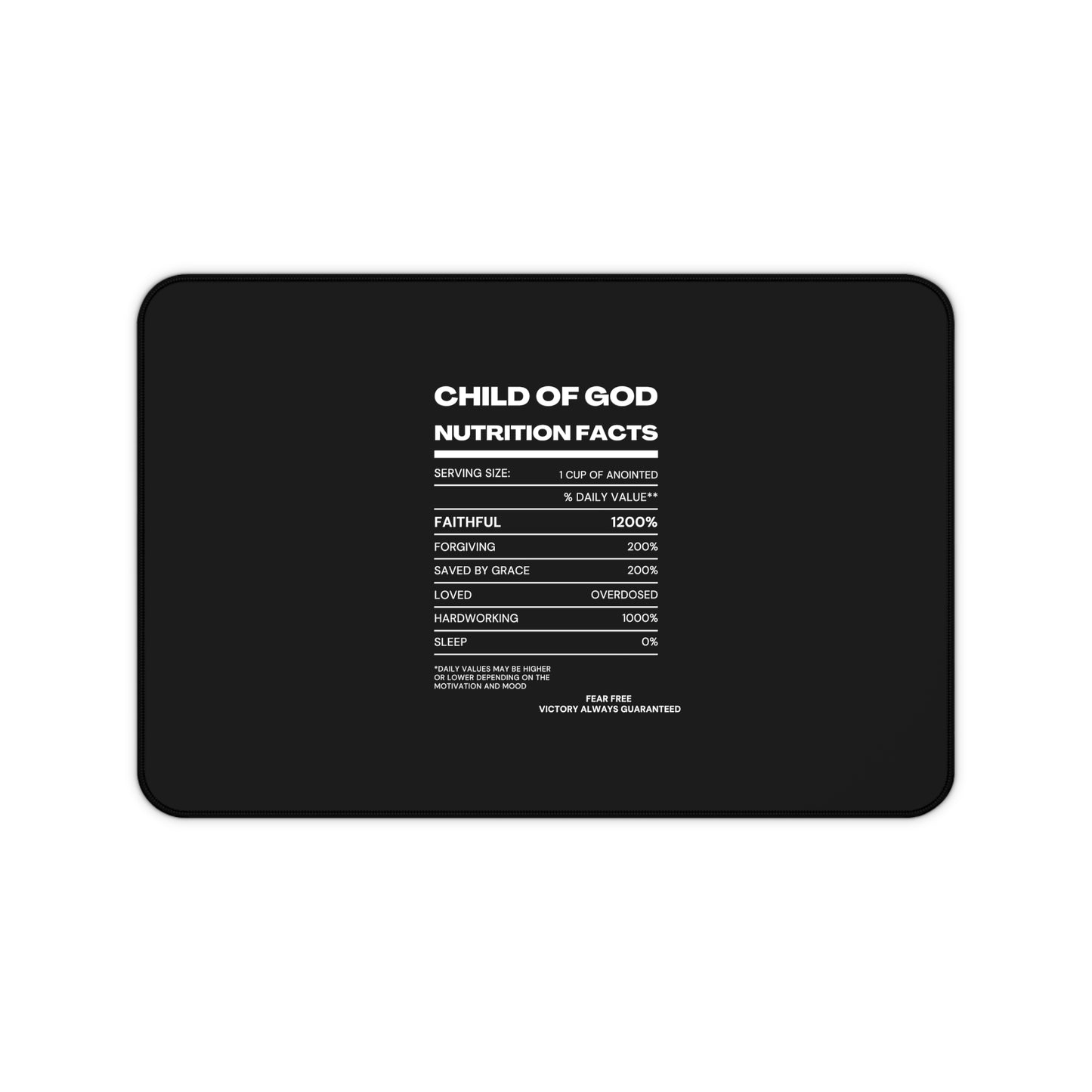 Child Of God Nutrition Facts Christian Computer Keyboard Mouse Desk Mat