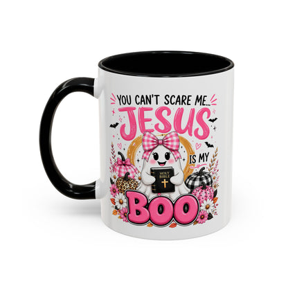 You Can’t Scare Me Jesus Is My Boo Coffee Mug — Halloween Christian Accent Mug