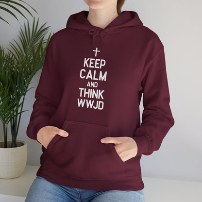 Keep Calm And Think What Would He Do (wwjd)Unisex Christian Hooded Pullover Sweatshirt