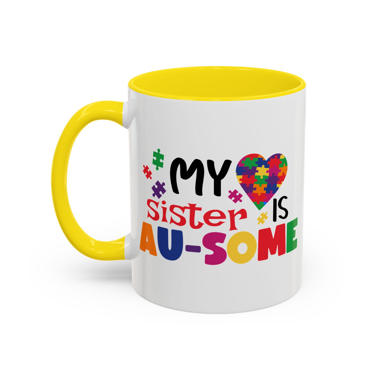 Colorful Autism Awareness Coffee Mug - "My Sister is AU-some"