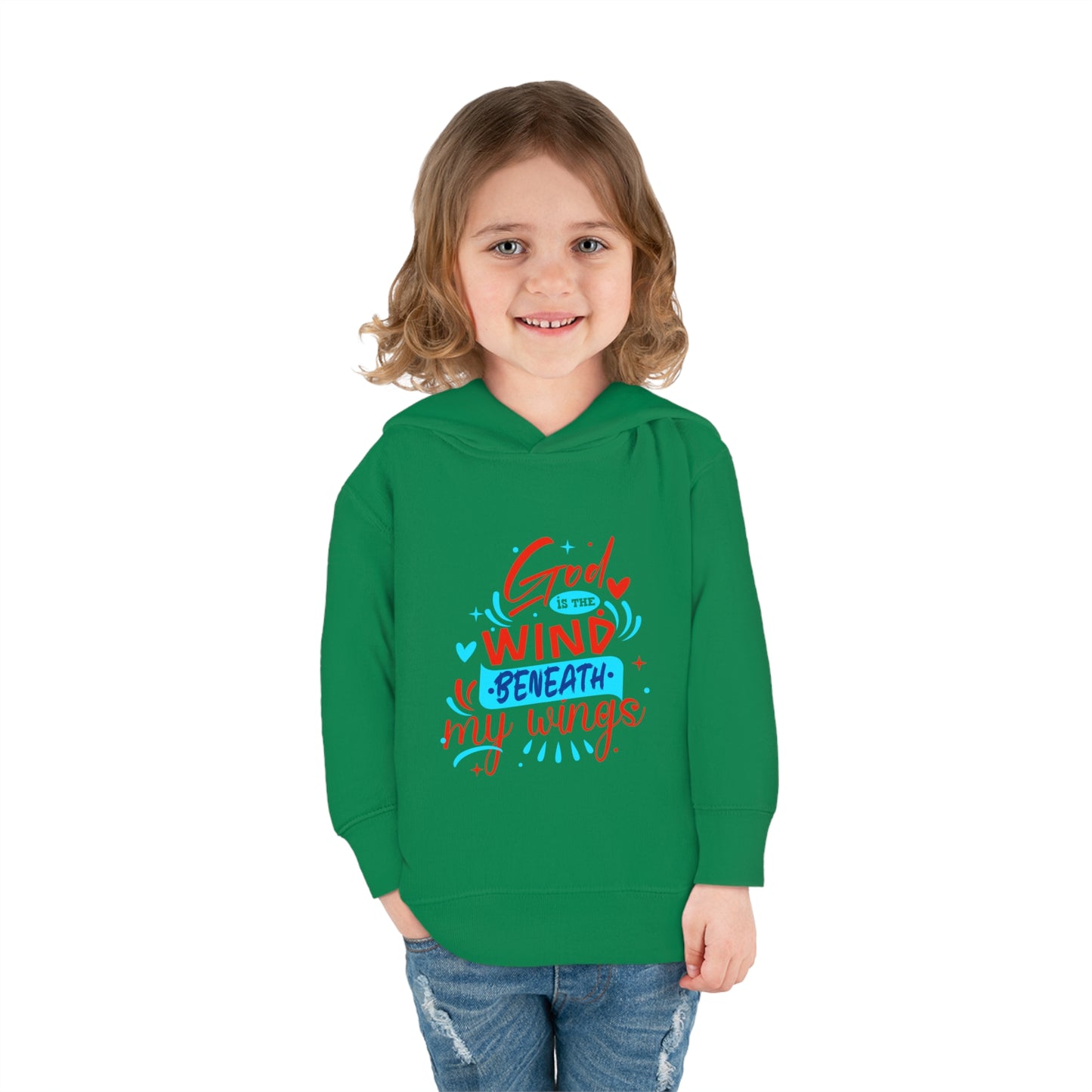 God Is The Wind Beneath My Wings Toddler Pullover Fleece Hoodie Printify