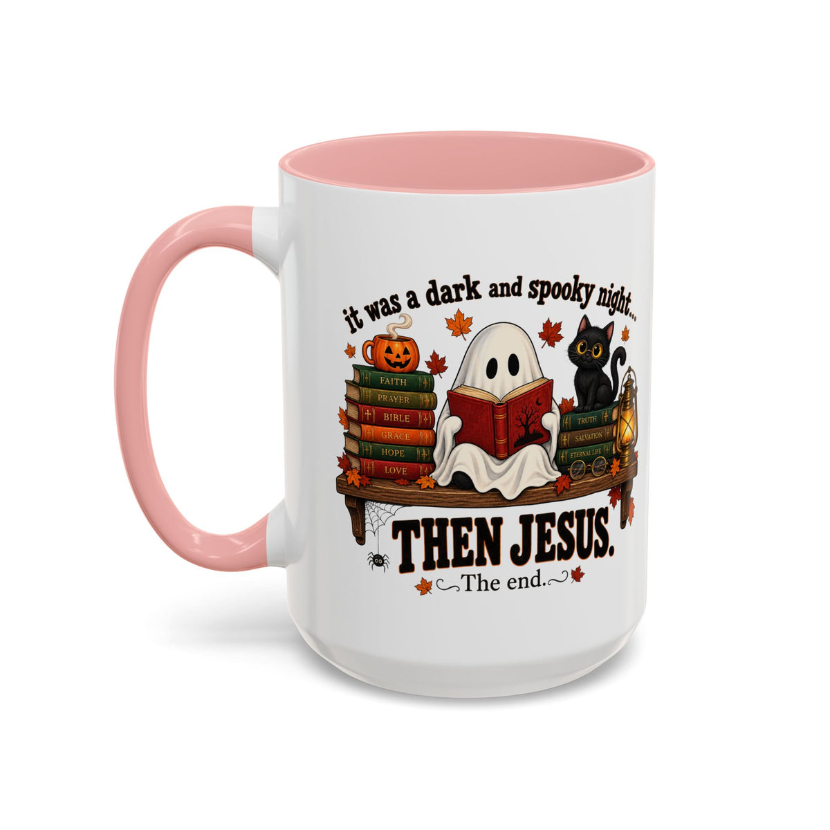 Halloween Christian Coffee Mug — “It Was a Dark and Spooky Night… Then Jesus” Accent Mug