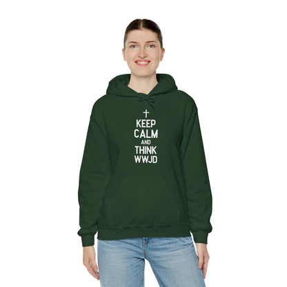 Keep Calm And Think What Would He Do (wwjd)Unisex Christian Hooded Pullover Sweatshirt