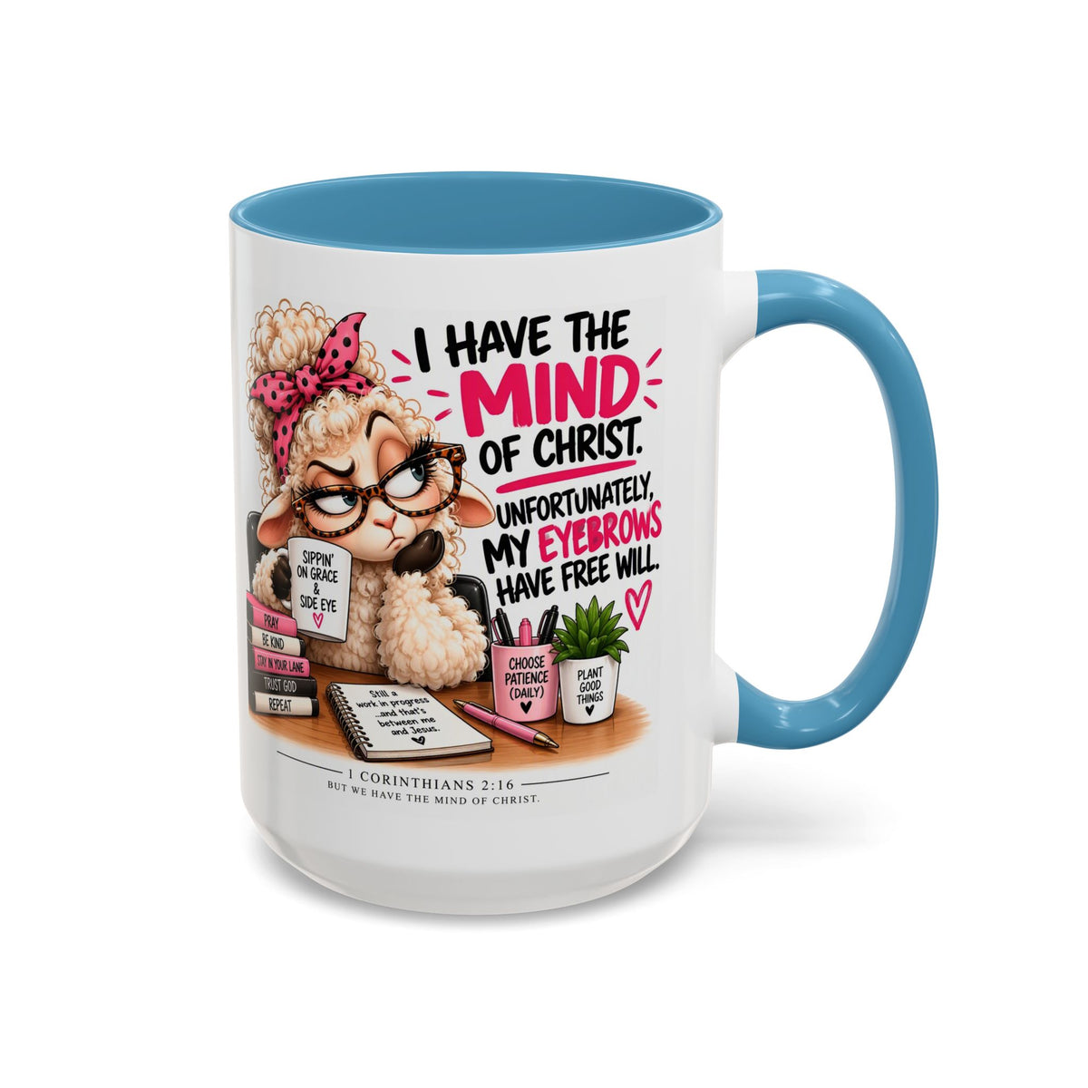 Christian Coffee Mug – "I Have the Mind of Christ" Funny Sheep Design (11/15 oz)