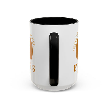 Inspirational Accent Coffee Mug - Blessed, Saved, Loved by Him | John 3:16