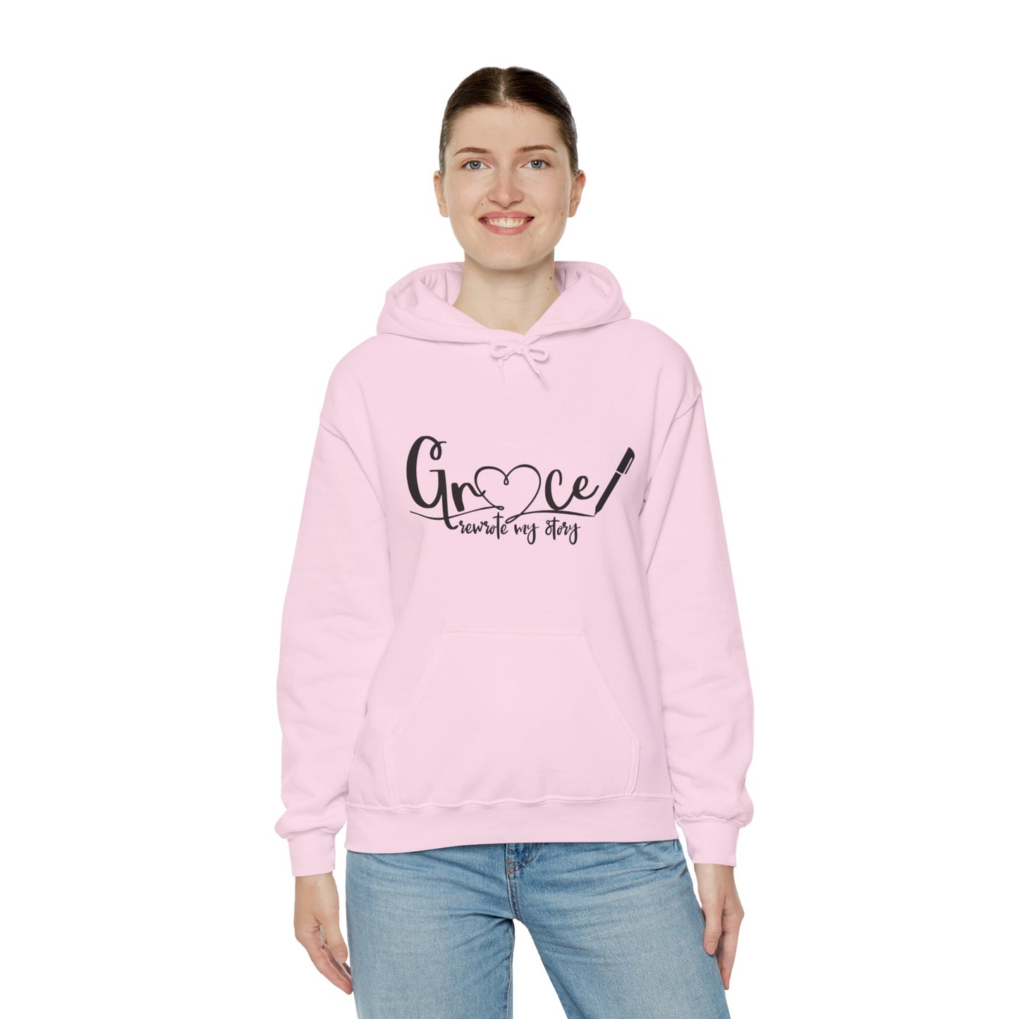 Grace Rewrote My Story Unisex Christian Pullover Hooded Sweatshirt