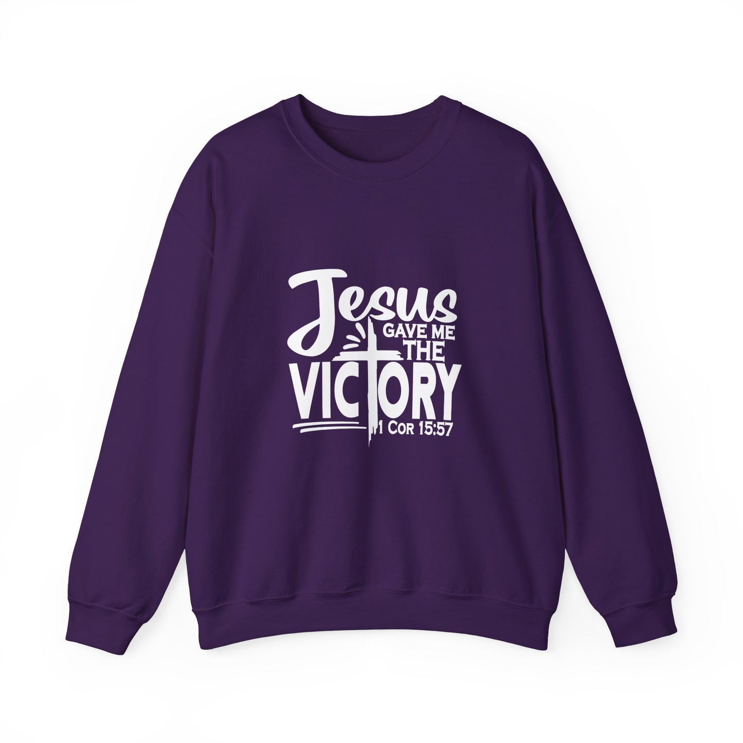 Jesus Gave Me The Victory Unisex Heavy Blend™ Crewneck Christian Sweatshirt