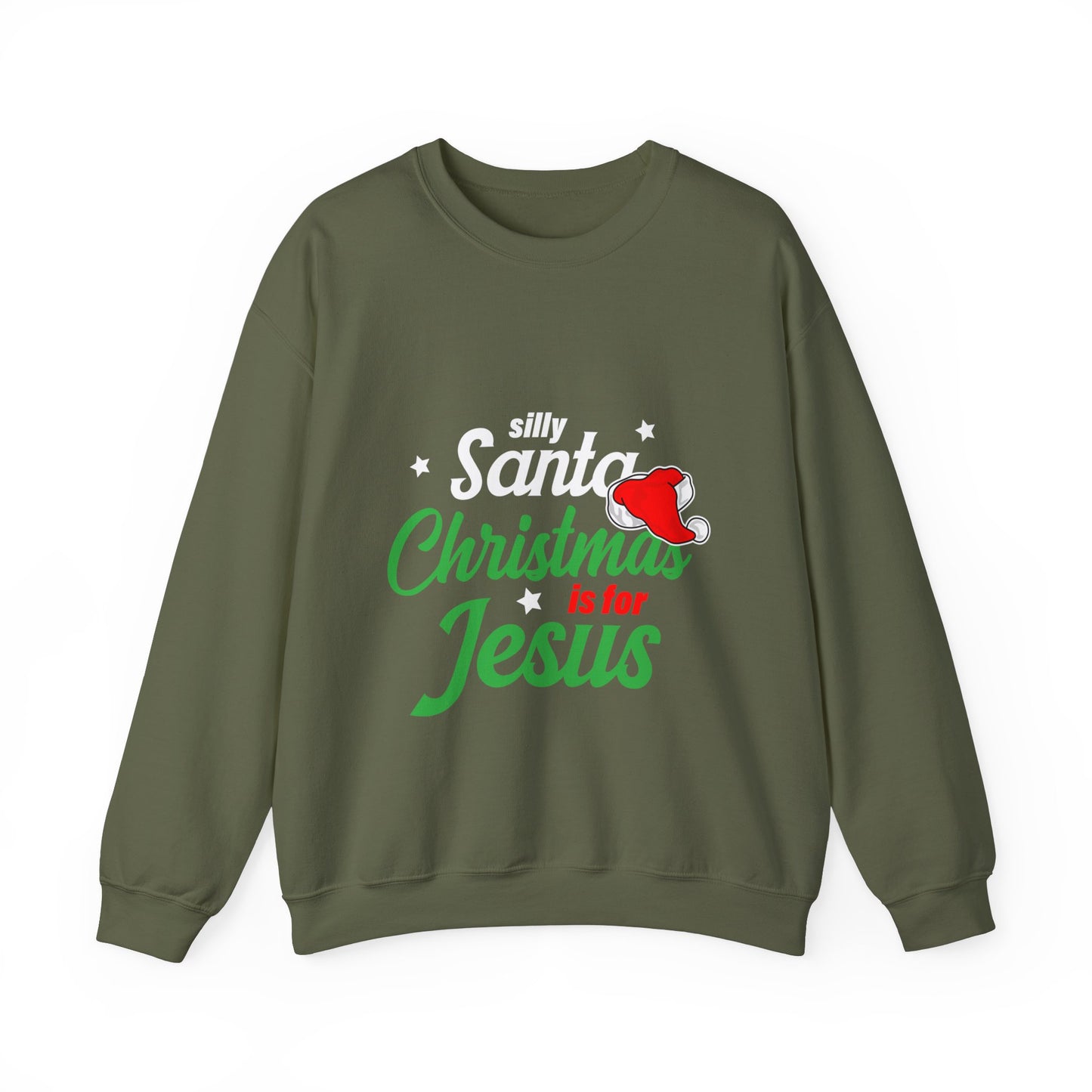 Silly Santa Christmas Is For Jesus (Christmas Themed) Unisex Heavy Blend™ Crewneck Christian Sweatshirt