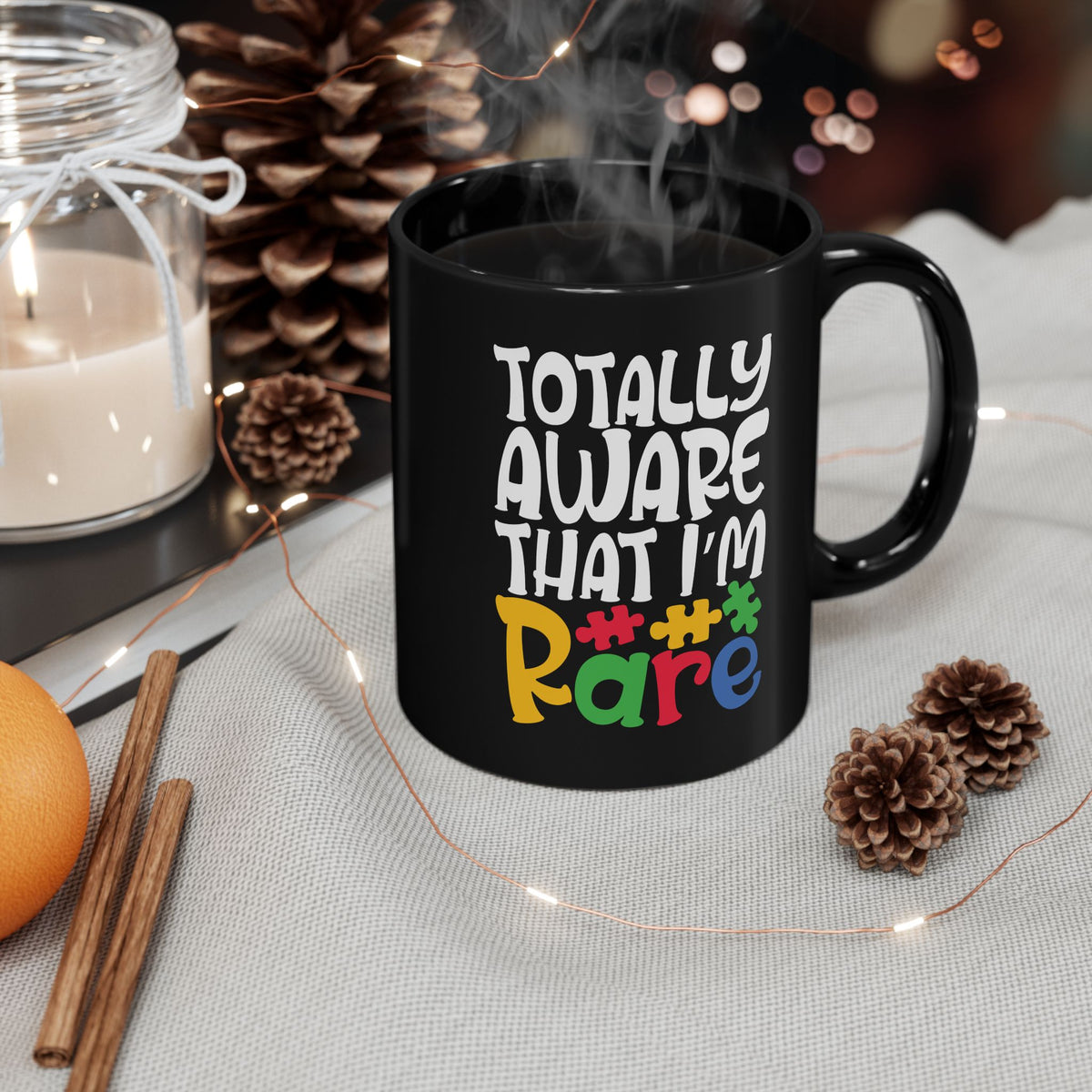 Rare autism awareness colorful black coffee mug