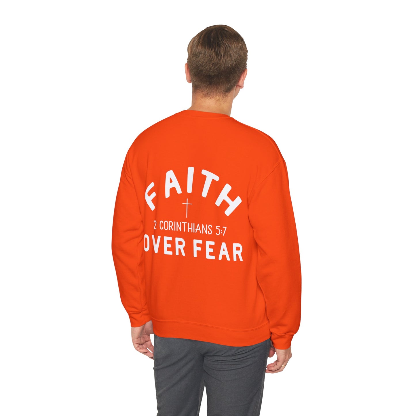 Faith Over Fear 3 Crosses  Unisex Heavy Blend™ Crewneck Christian Sweatshirt