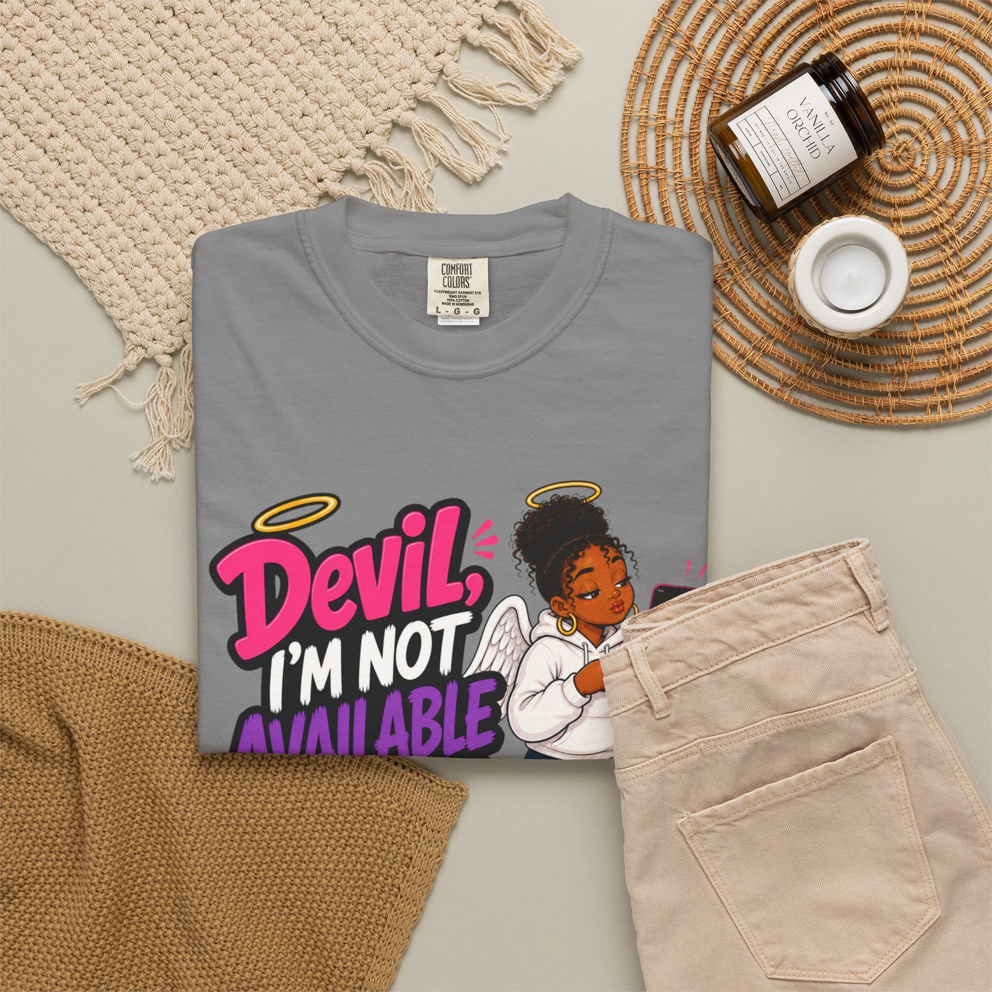 Devil, I’m Not Available for Foolishness T-Shirt — Sassy Black Girl Graphic Tee - ClaimedbyGodDesigns