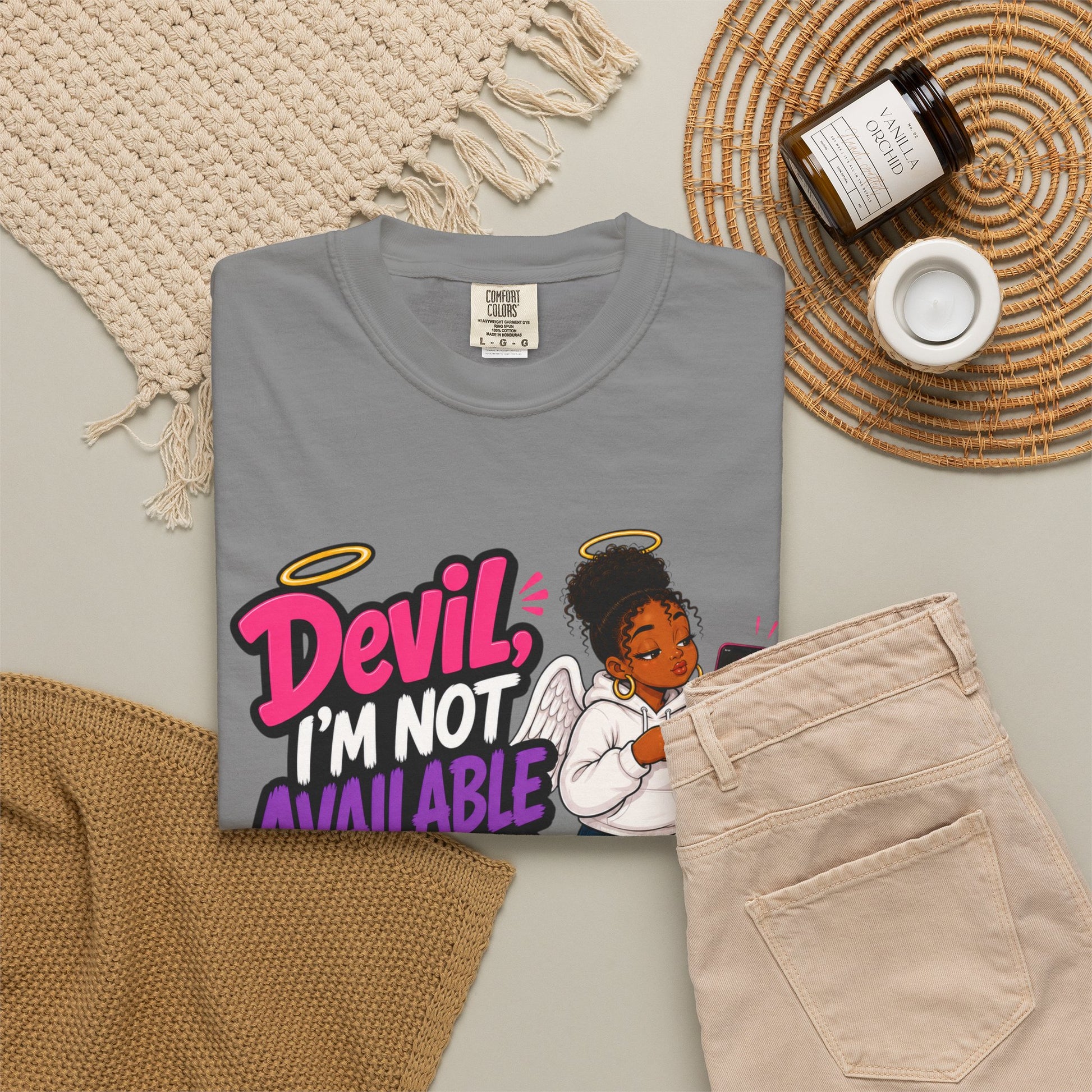 Devil, I’m Not Available for Foolishness T-Shirt — Sassy Black Girl Graphic Tee - ClaimedbyGodDesigns