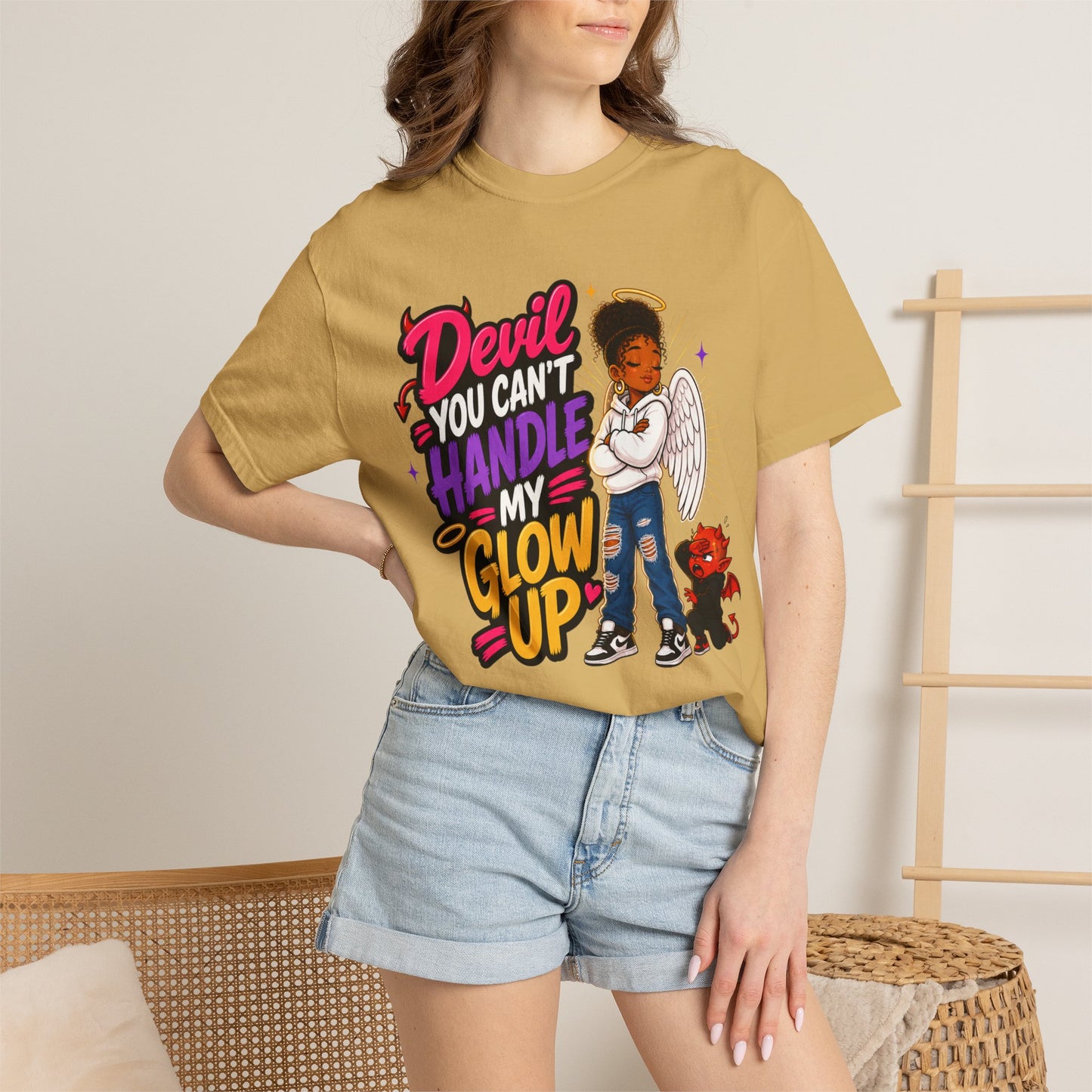 Devil You Can't Handle My Glow Up T-Shirt — Angel Girl Graphic Tee - ClaimedbyGodDesigns