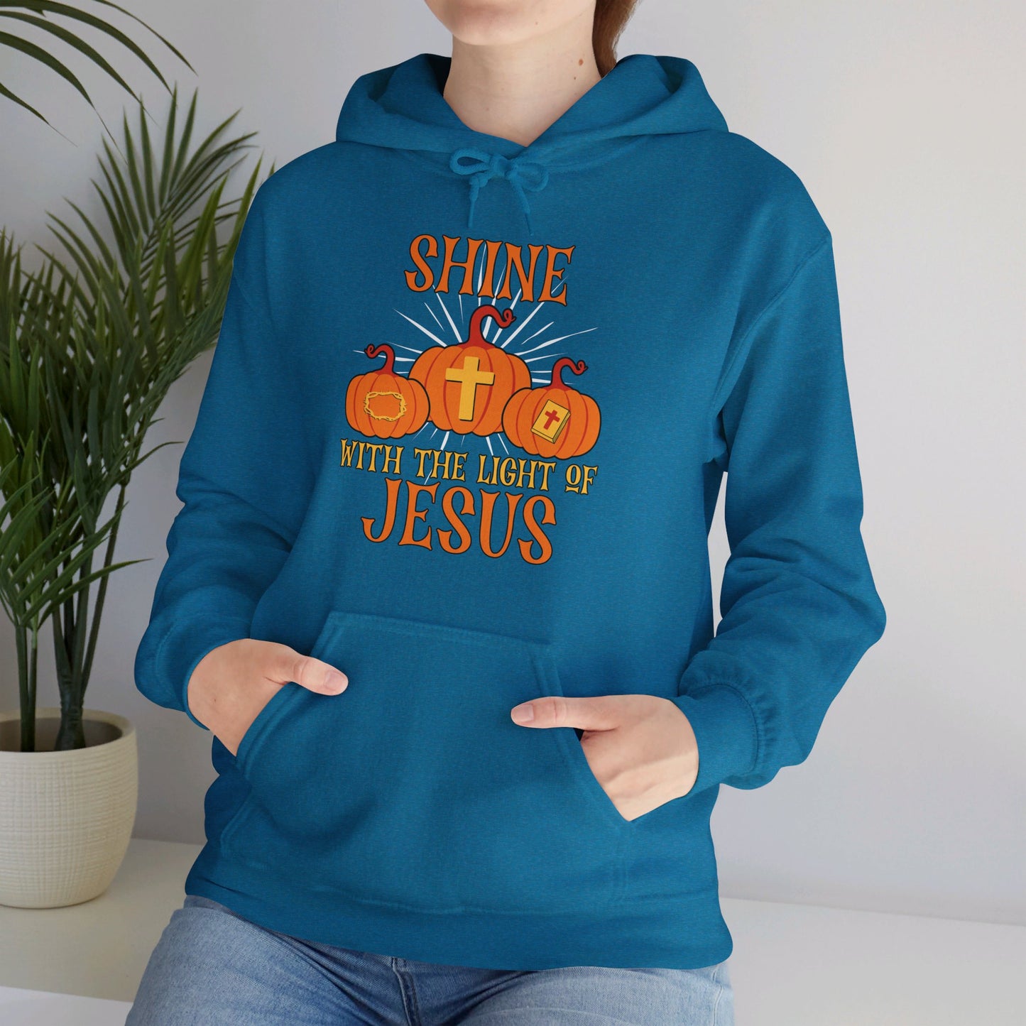 Shine With The Light Of Jesus Halloween Unisex Christian Pullover Hooded Sweatshirt