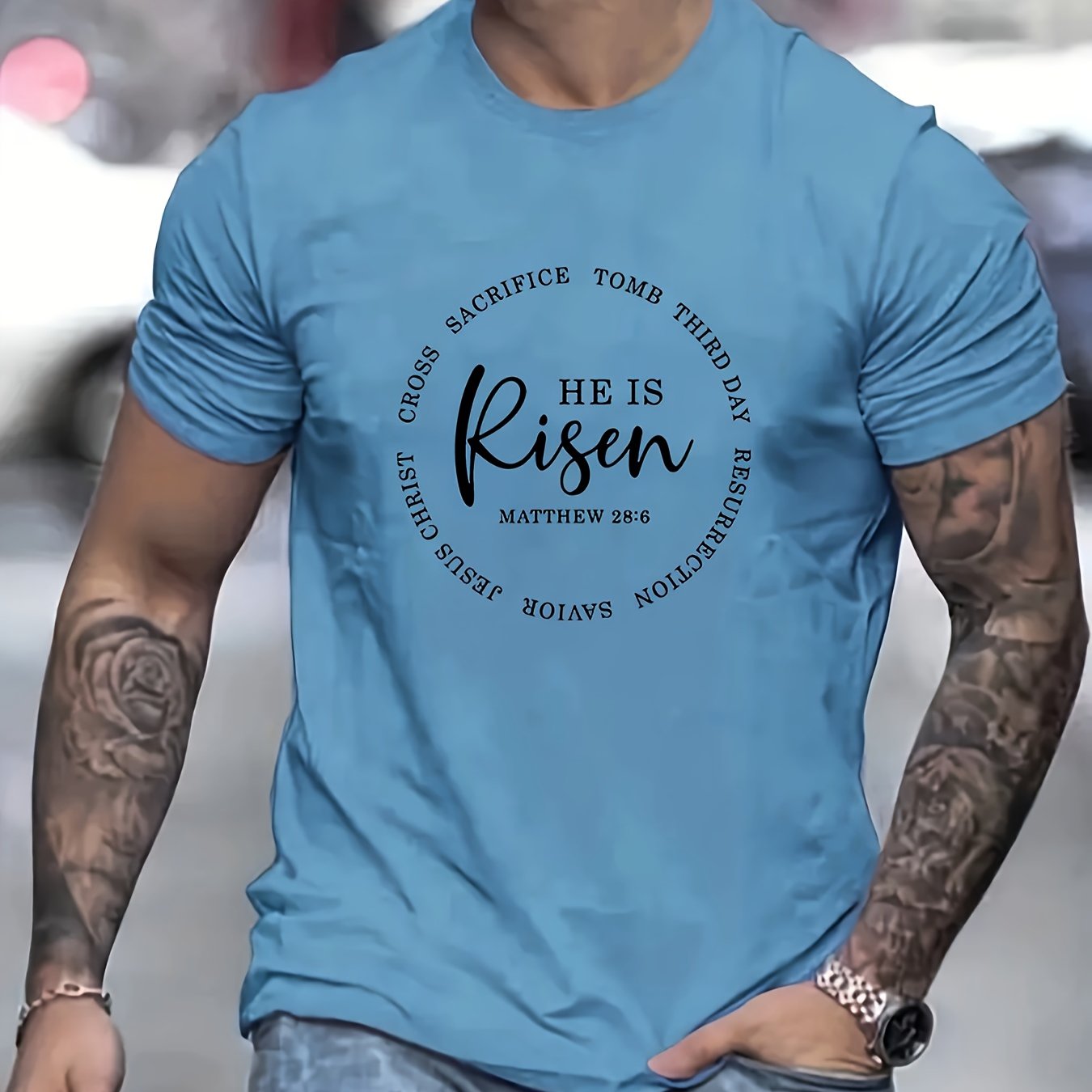 He Is Risen Men's Christian T-shirt claimedbygoddesigns