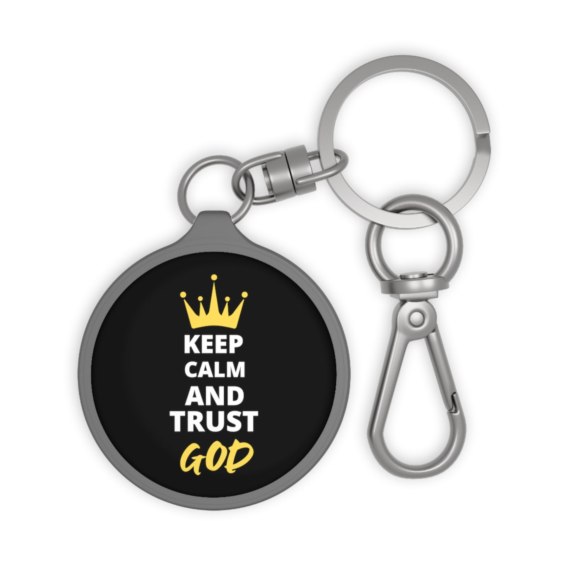 Keep Calm And Trust God Key Fob Printify