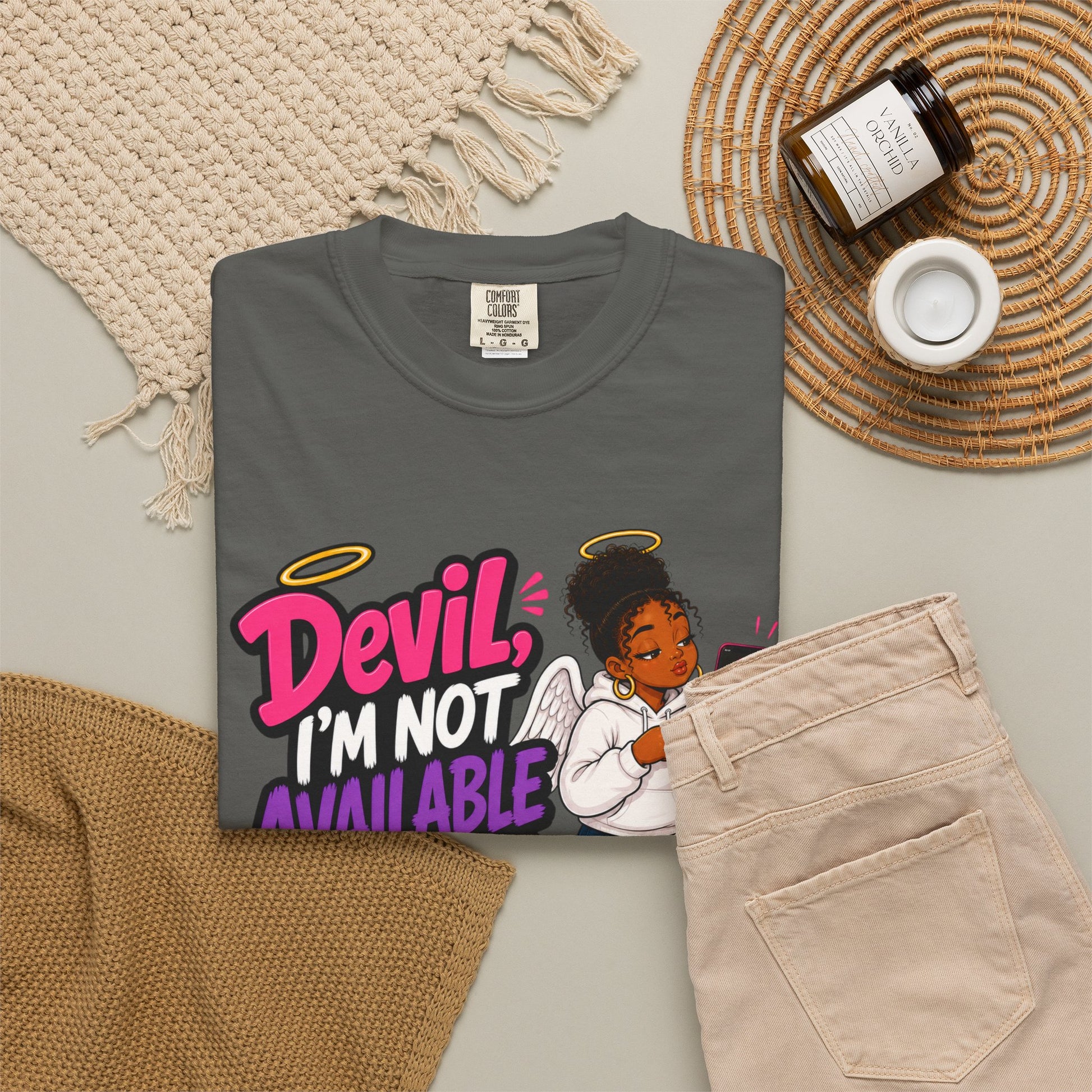 Devil, I’m Not Available for Foolishness T-Shirt — Sassy Black Girl Graphic Tee - ClaimedbyGodDesigns