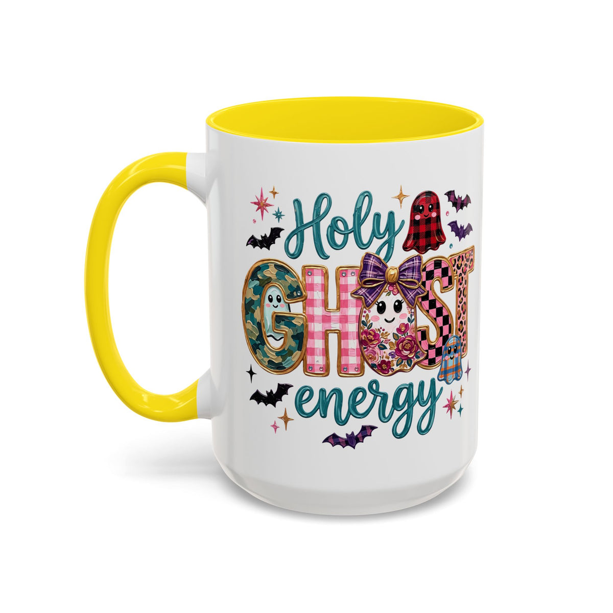 Accent Christian Coffee Mug — "Holy Ghost Energy" Halloween Cute Spooky Ceramic Mug (11/15oz)