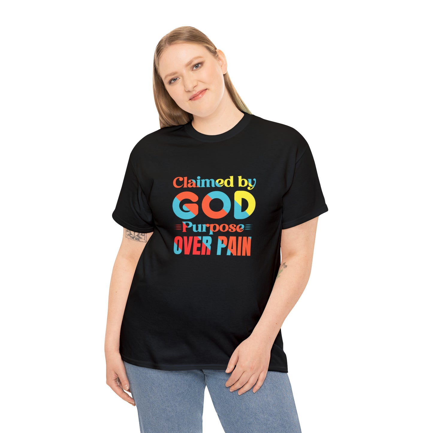 Claimed By God Purpose Over Pain Unisex Heavy Cotton Tee Printify