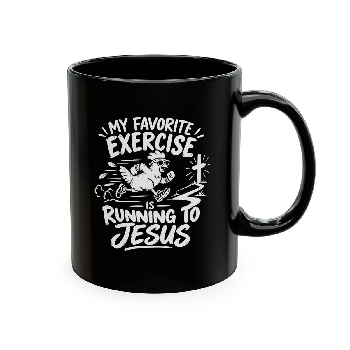 My Favorite Exercise Is Running to Jesus Christian Ceramic Mug