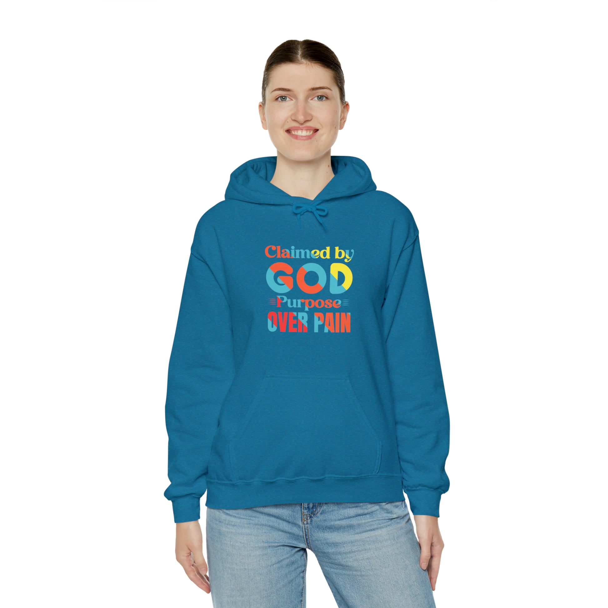 Claimed By God Purpose Over Pain Christian Unisex Pull On Hooded sweatshirt Printify