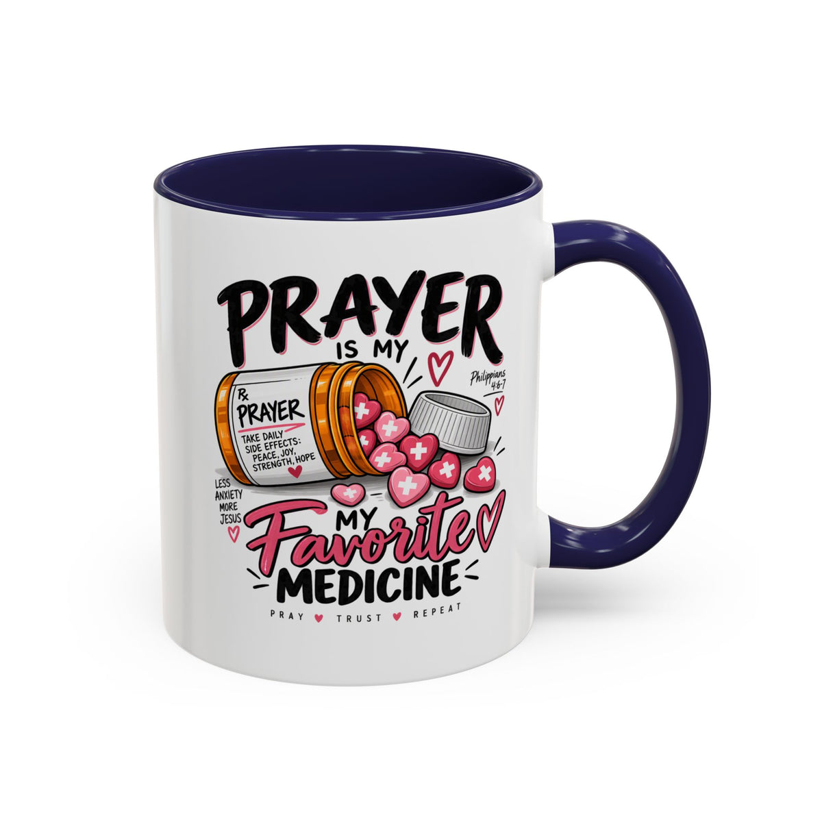 Prayer Is My Favorite Medicine Accent Coffee Mug – Inspirational Religious Gift
