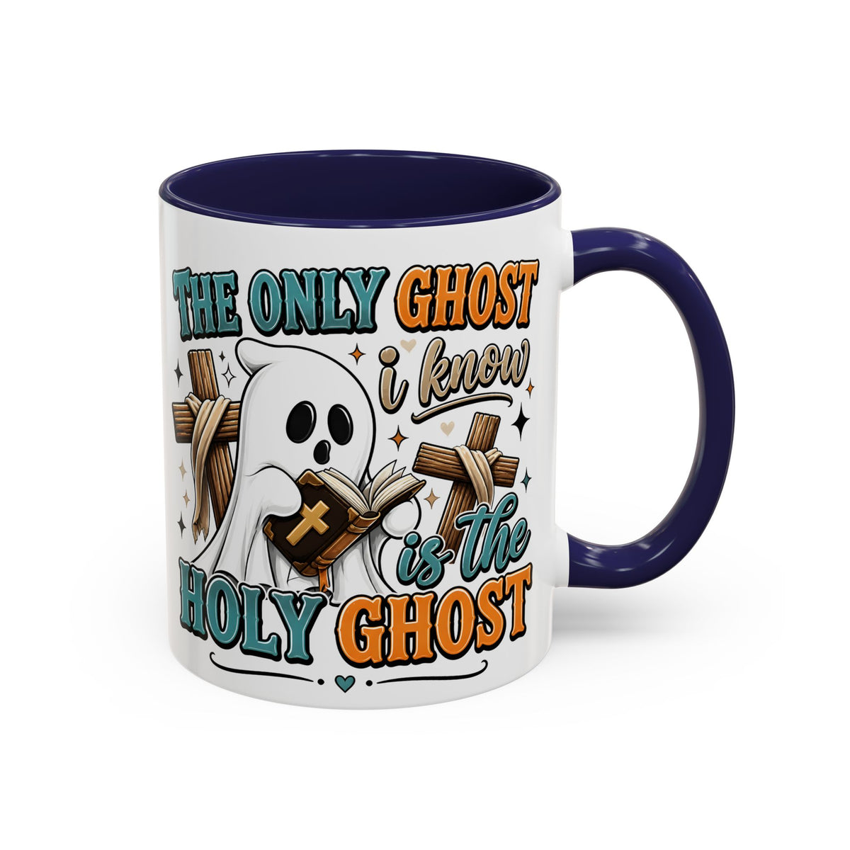 Accent Mug — "The Only Ghost I Know Is the Holy Ghost" Christian Halloween Coffee Cup