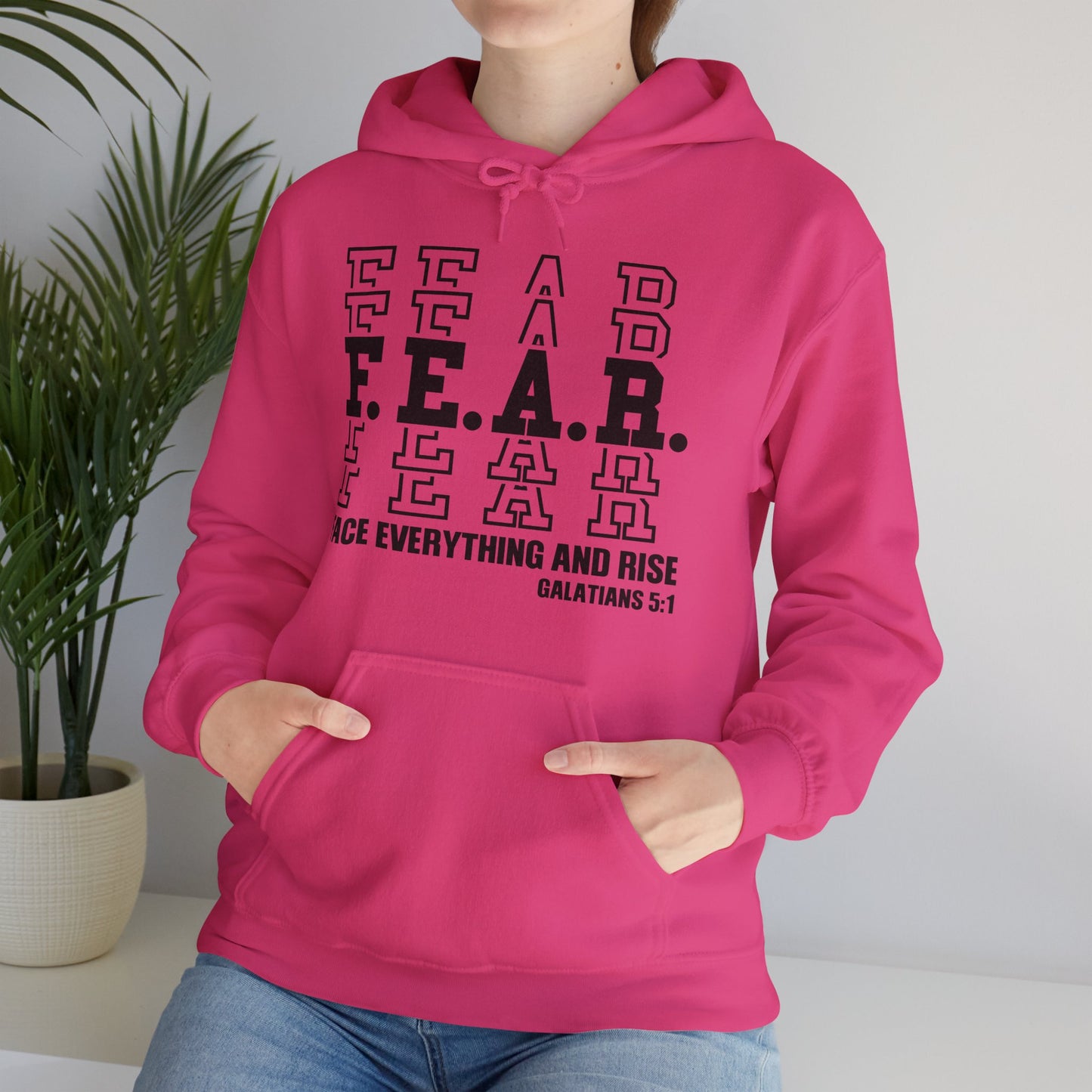 FEAR Face Everything And Rise Unisex Christian Hooded Pullover Sweatshirt