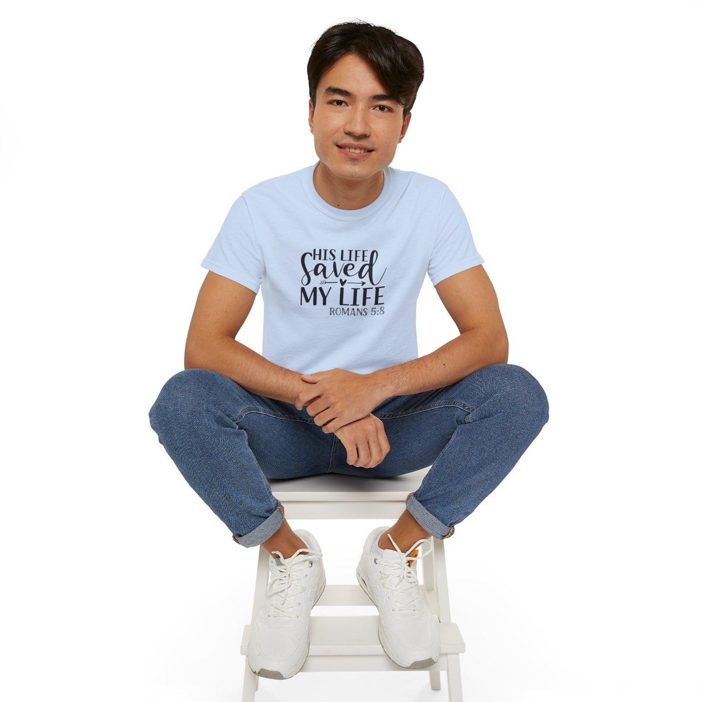 His Life Saved My Life Unisex Christian Ultra Cotton Tee Printify