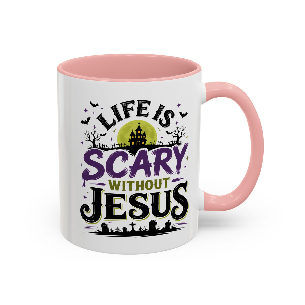 Coffee Mug — “Life Is Scary Without Jesus” Halloween Christian Accent Mug (11/15oz)