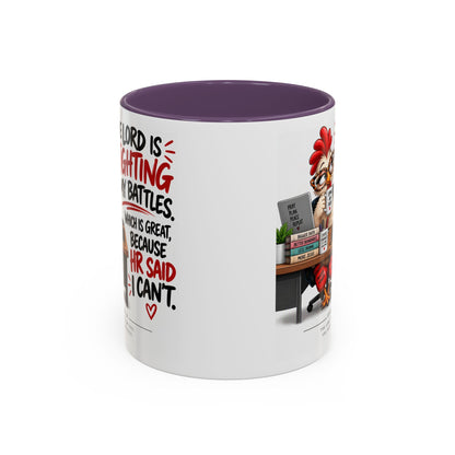 Inspirational Accent Coffee Mug — “The Lord Is Fighting My Battles” Faith Quote (11/15oz)