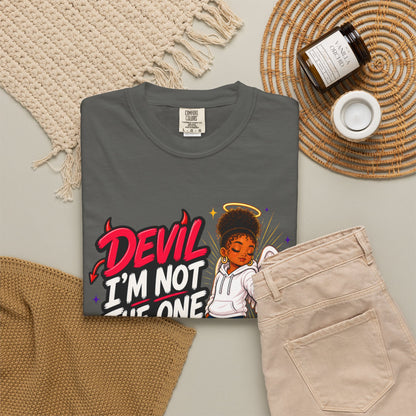 Devil I'm Not the One Today T-Shirt — Funny Angel vs Devil Graphic Tee - ClaimedbyGodDesigns
