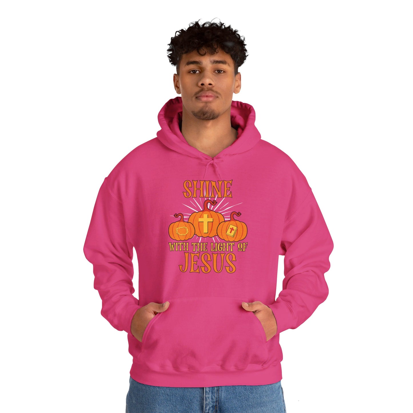 Shine With The Light Of Jesus Halloween Unisex Christian Pullover Hooded Sweatshirt