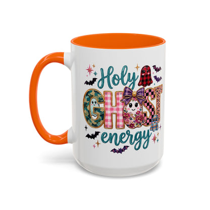 Accent Christian Coffee Mug — "Holy Ghost Energy" Halloween Cute Spooky Ceramic Mug (11/15oz)