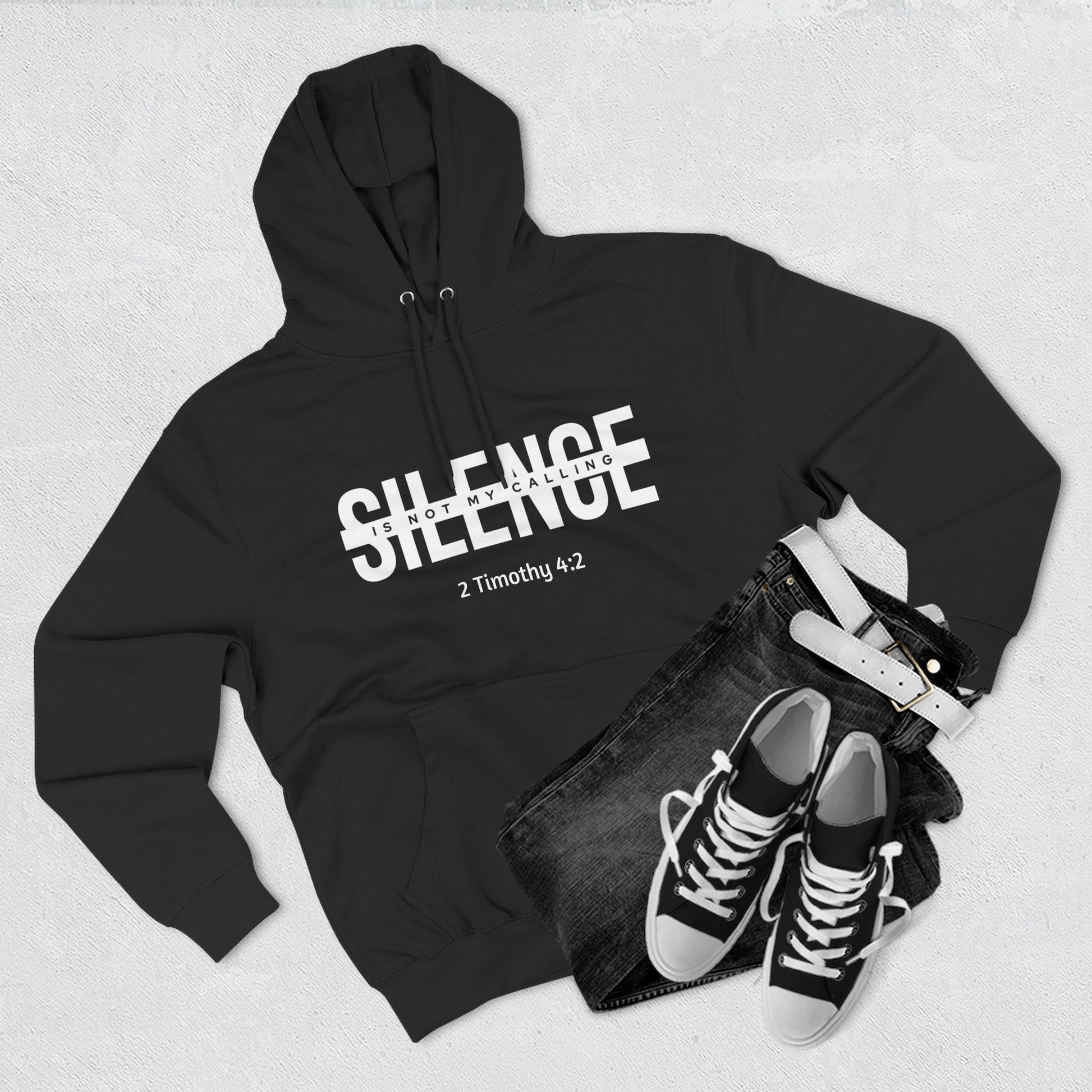 Silence Hoodie - Inspirational Fleece Unisex Pullover, Christian Gift, Motivational Activewear, Cozy Sweatshirt, Scripture Reminder - ClaimedbyGodDesigns