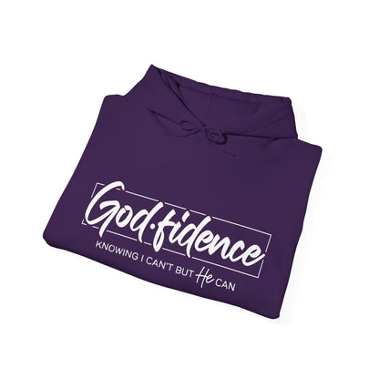 Christian Hooded Sweatshirt -Confidence In Him Knowing I Can't But He Can