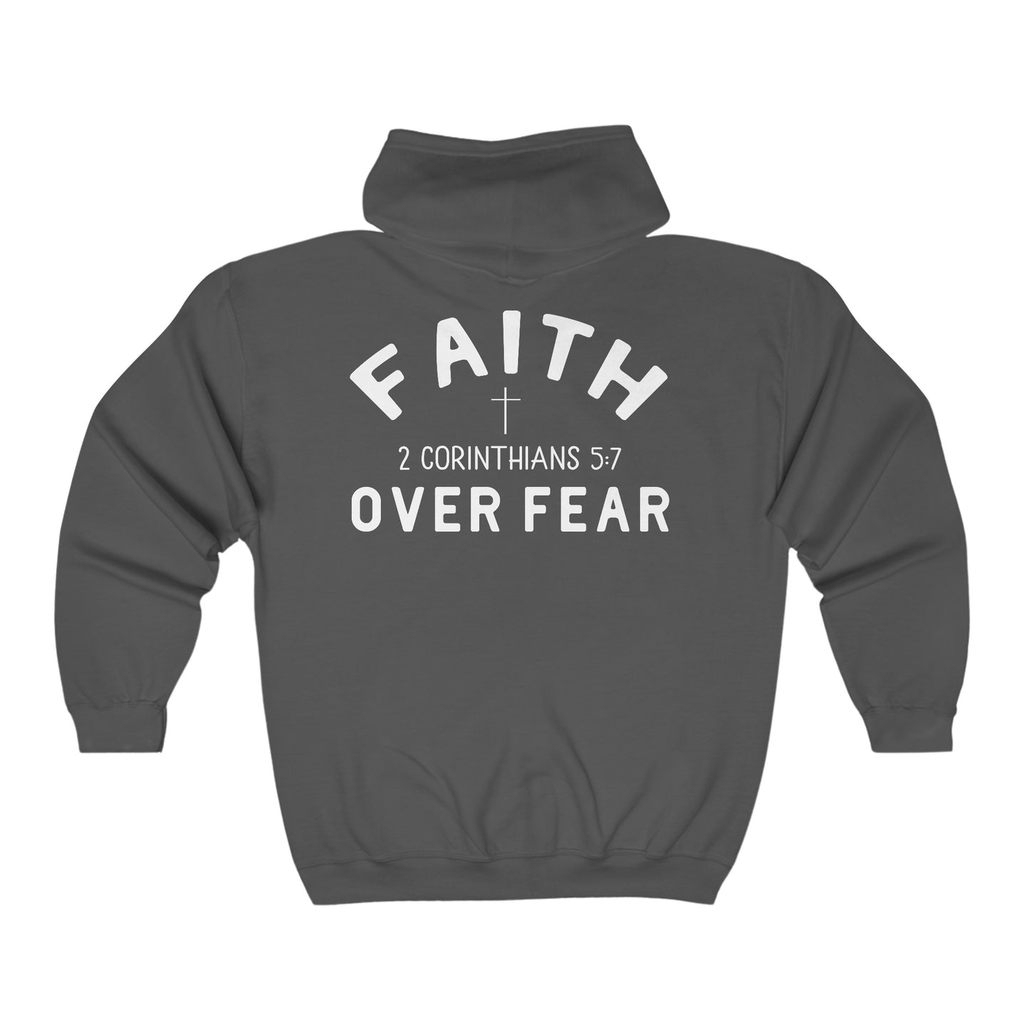 Faith Over Fear 3 Crosses   Unisex Heavy Blend Christian Full Zip Hooded Sweatshirt