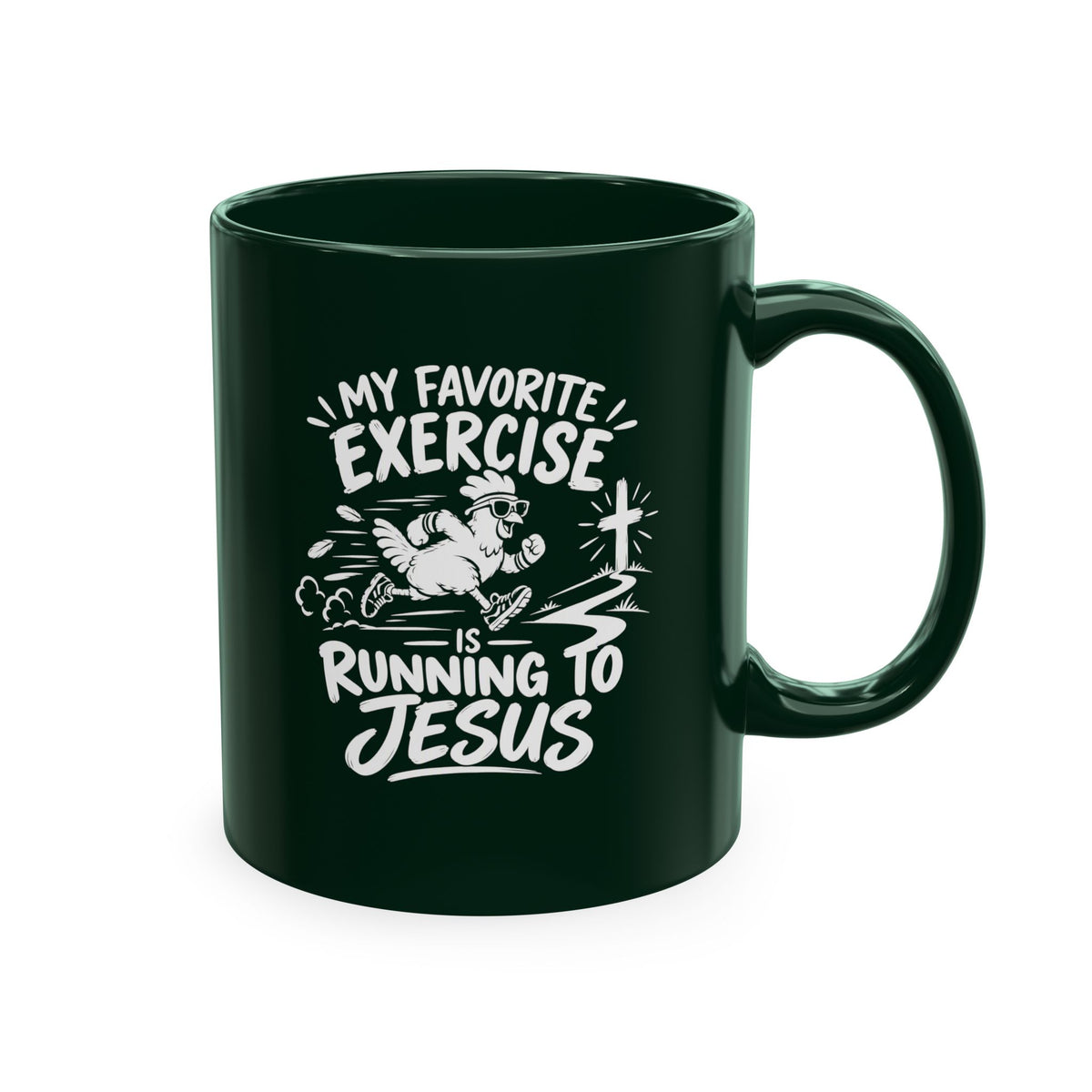 My Favorite Exercise Is Running to Jesus Christian Ceramic Mug