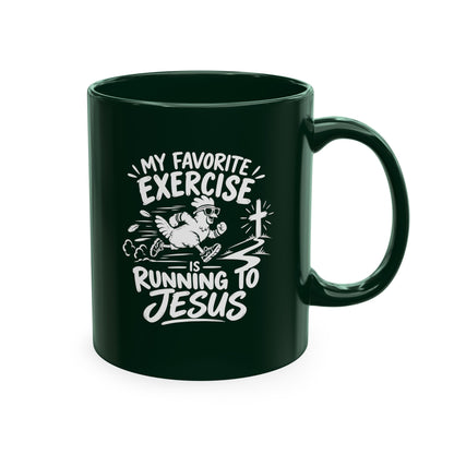My Favorite Exercise Is Running to Jesus Christian Ceramic Mug