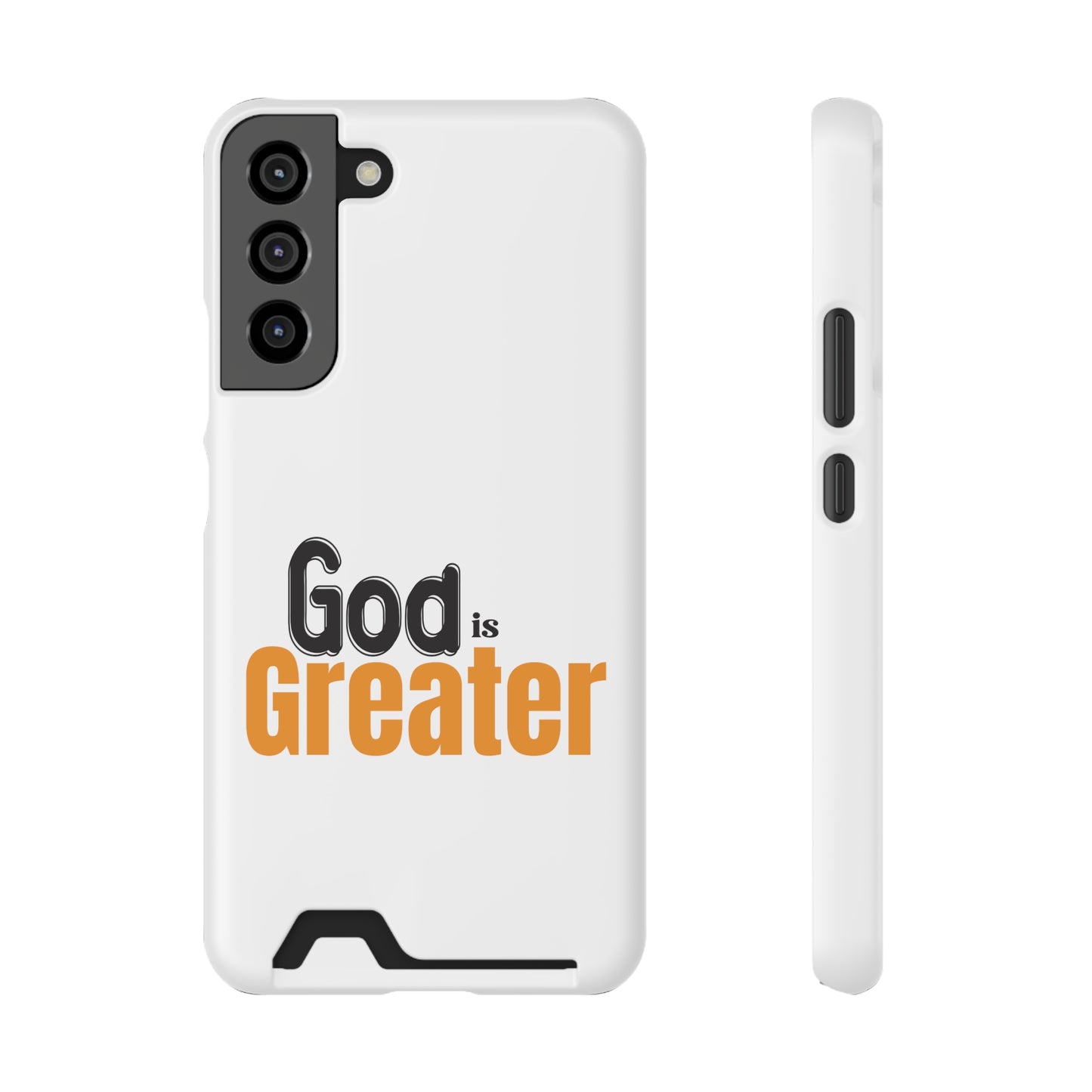 God Is Greater Christian Phone Case With Card Holder Printify