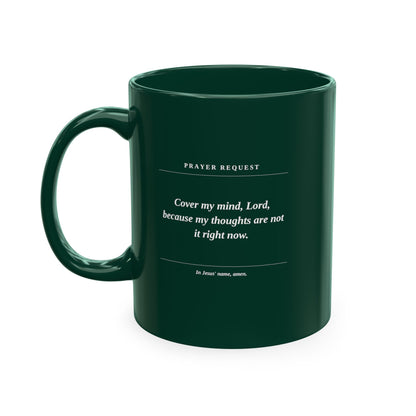 Prayer & Protection Scripture Ceramic Mug — 'Prayer Request' Inspirational Coffee Cup