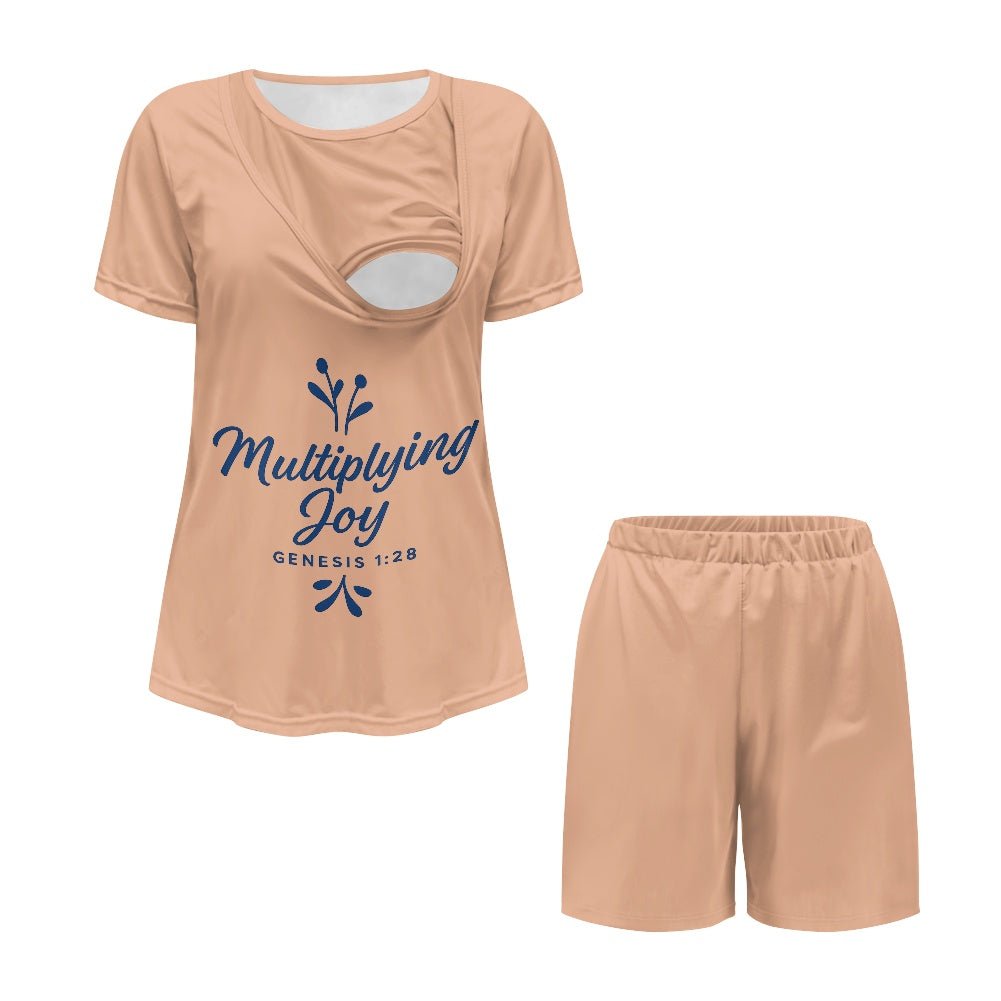 Multiplying Joy Christian Maternity Short Sleeve Pajama Set - ClaimedbyGodDesigns