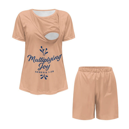Multiplying Joy Christian Maternity Short Sleeve Pajama Set - ClaimedbyGodDesigns