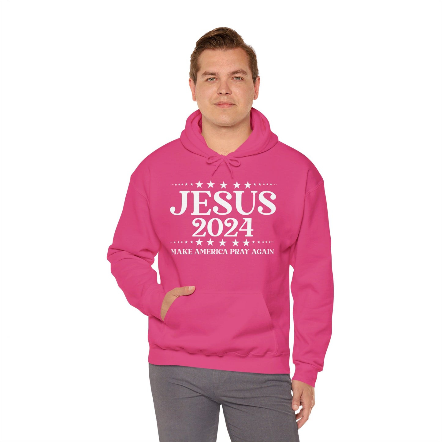 Jesus 2024 Make America Pray Again Unisex Christian Pullover Hooded Sweatshirt