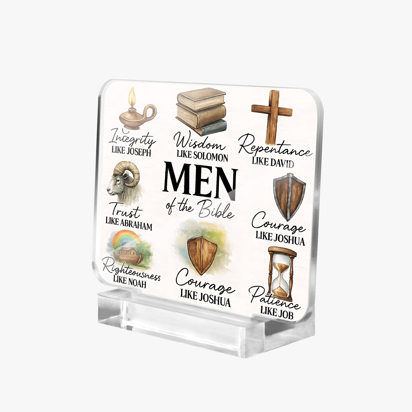 Men Of The Bible Christian Acrylic Plaque with Stand - Rectangle - ClaimedbyGodDesigns