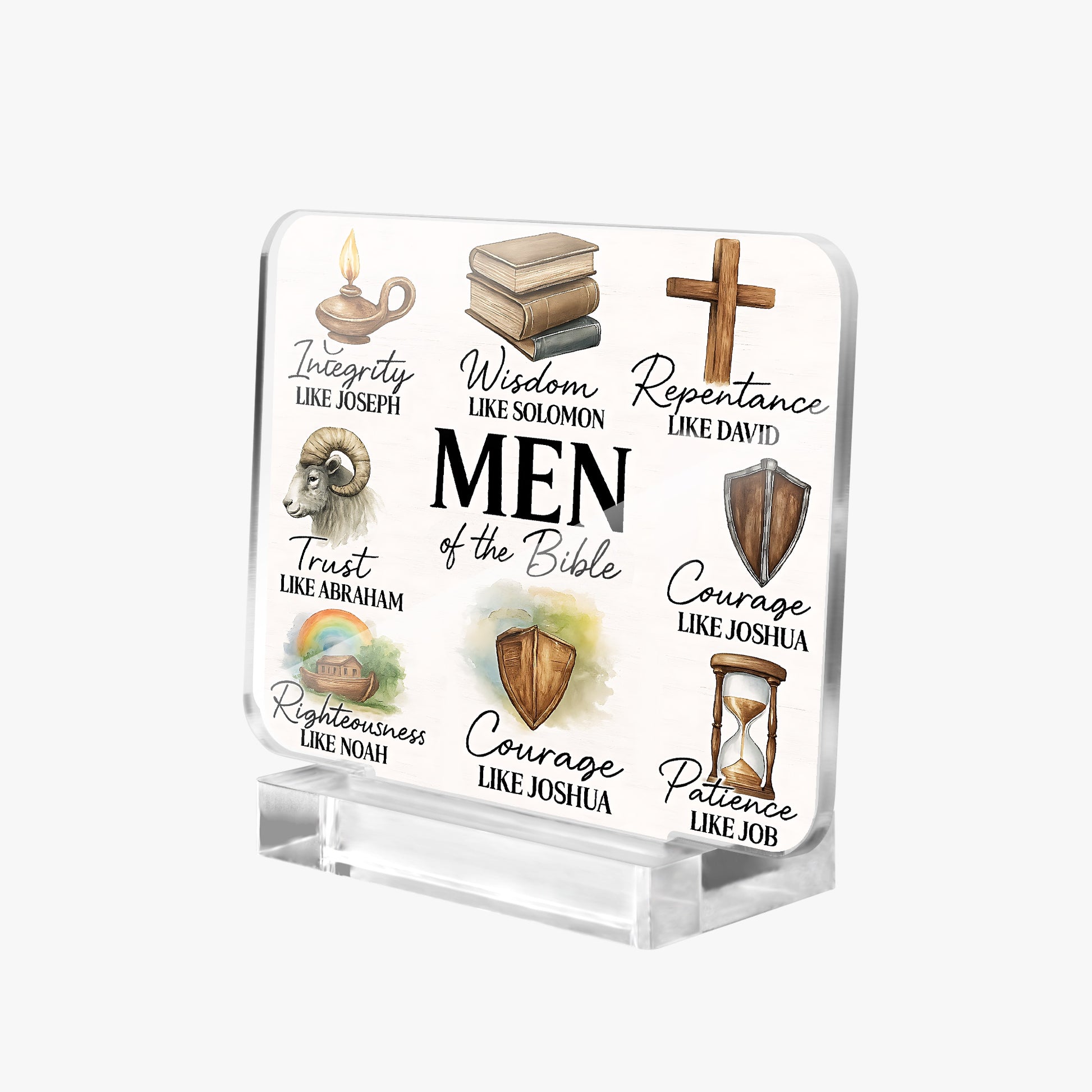 Men Of The Bible Christian Acrylic Plaque with Stand - Rectangle - ClaimedbyGodDesigns