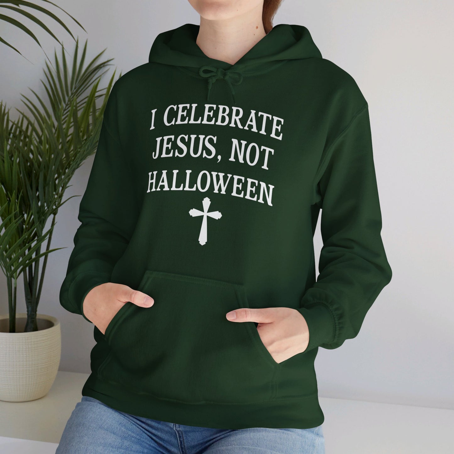 I Celebrate Jesus Not Halloween Halloween Unisex Christian Pullover Hooded Sweatshirt