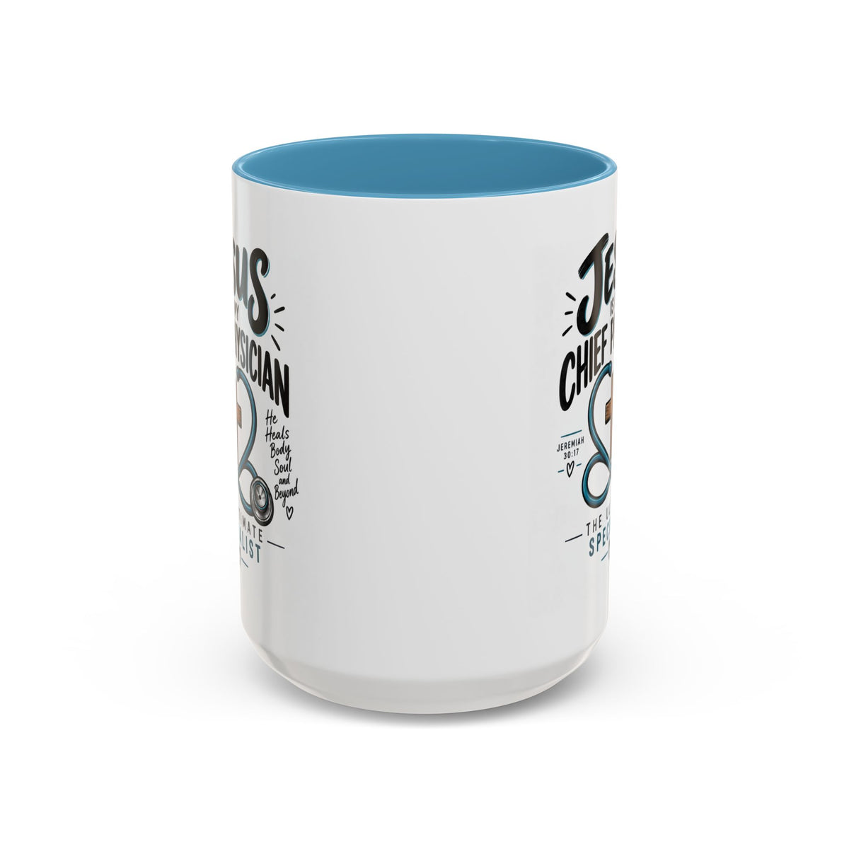 Jesus Is My Chief Physician Accent Coffee Mug – Christian Faith Medical Gift