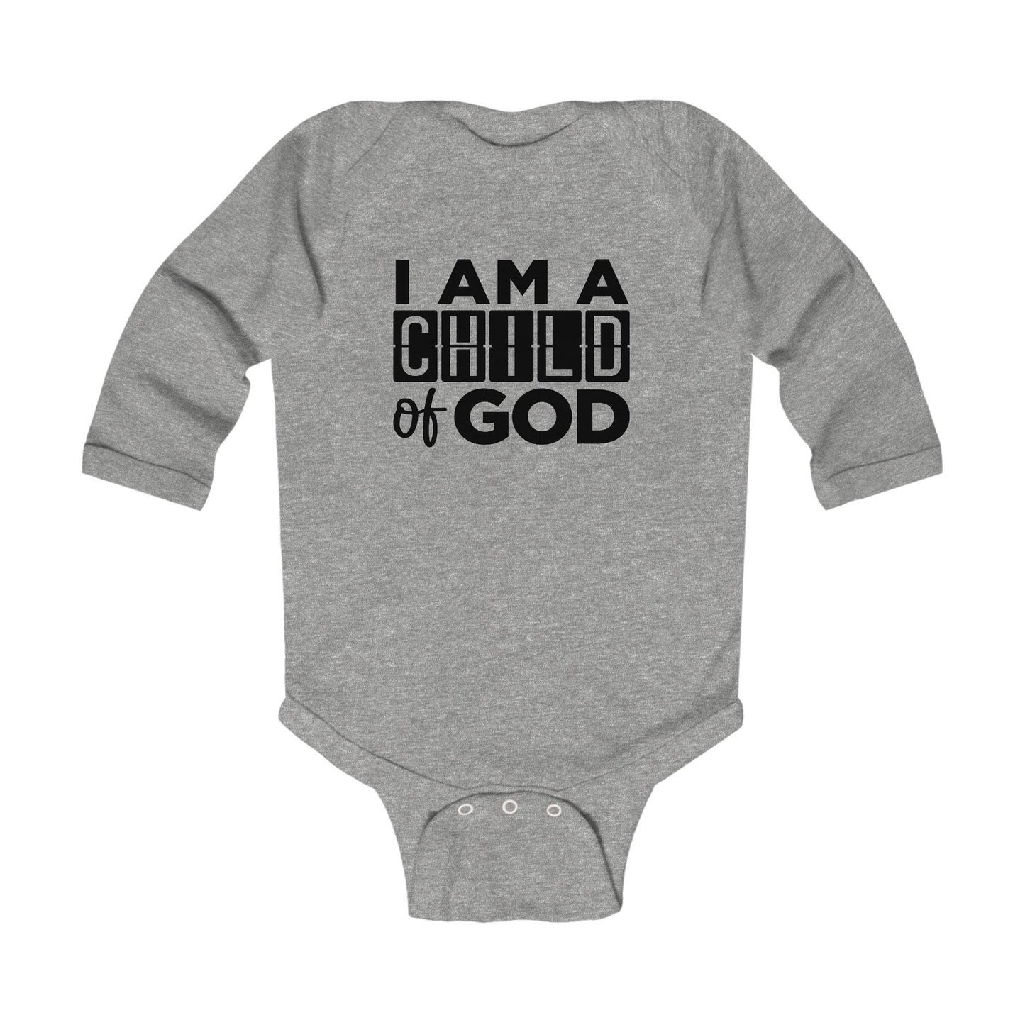 I AM A CHILD OF GOD Christian Long Sleeve BABY ONESIE