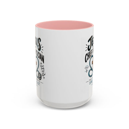 Jesus Is My Chief Physician Accent Coffee Mug – Christian Faith Medical Gift